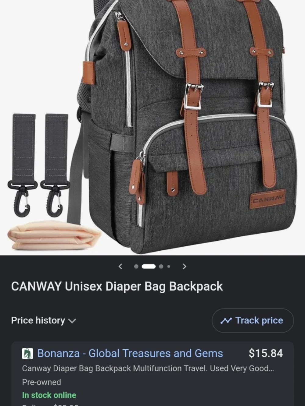 Denim-Style Baby Backpack with Tan Trim by